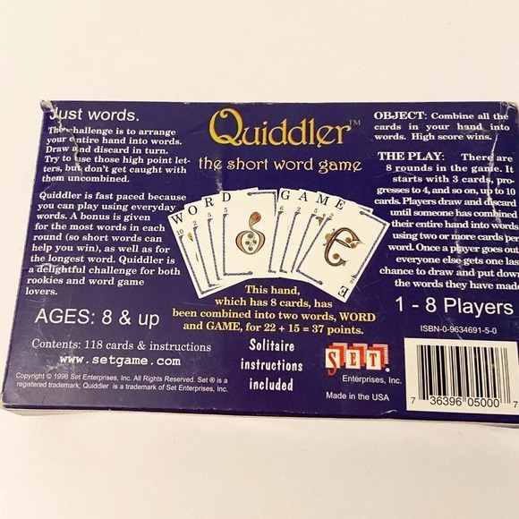 Vintage 1998 Quiddler Card Game For The Fun Of Words The Short Word Game - Picture 12 of 12